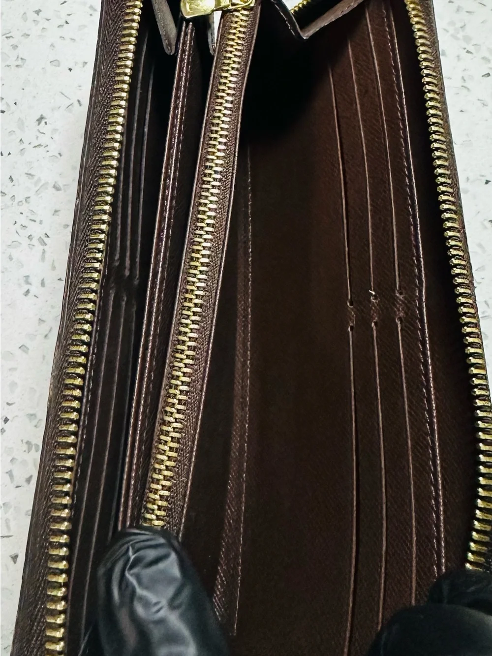 Louis Vuitton Damier Ebene Zippy Coin Purse Wallet Brown Canvas Gold Hardware